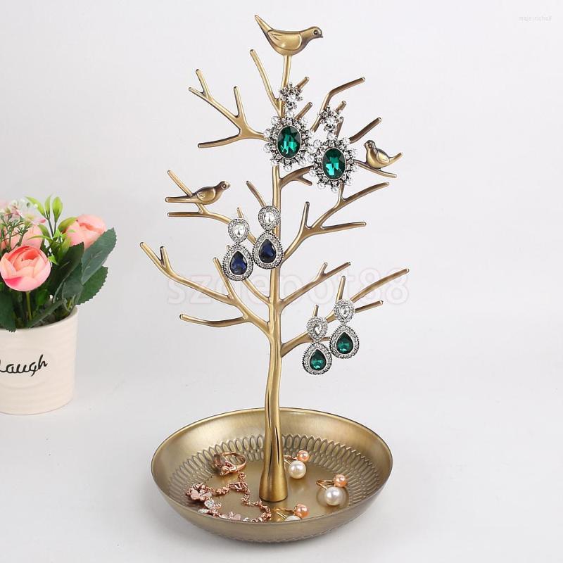 

Jewelry Pouches Bird Tree Earrings Bracelet Necklace Holder Display Stand Copper