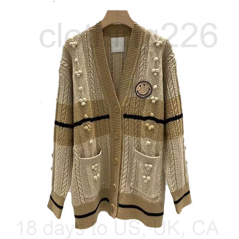 

designer Women' Sweaters Cardigan V-neck fried dough twist 100% Wool Loose Edition Thickened Cute Leisure Winter, Khaki