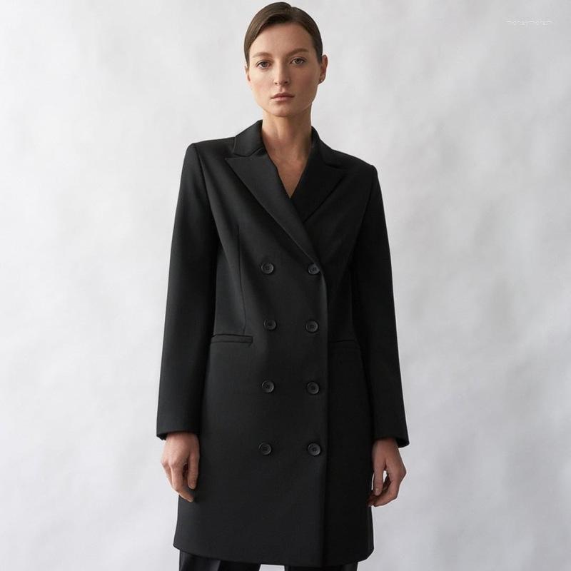 

Women' Suits Women Office Blazer Dress Double Breasted Elegant Fashion Blue Casual Suit 2023 Long Sleeve Solid Colors Work Dresses, Black