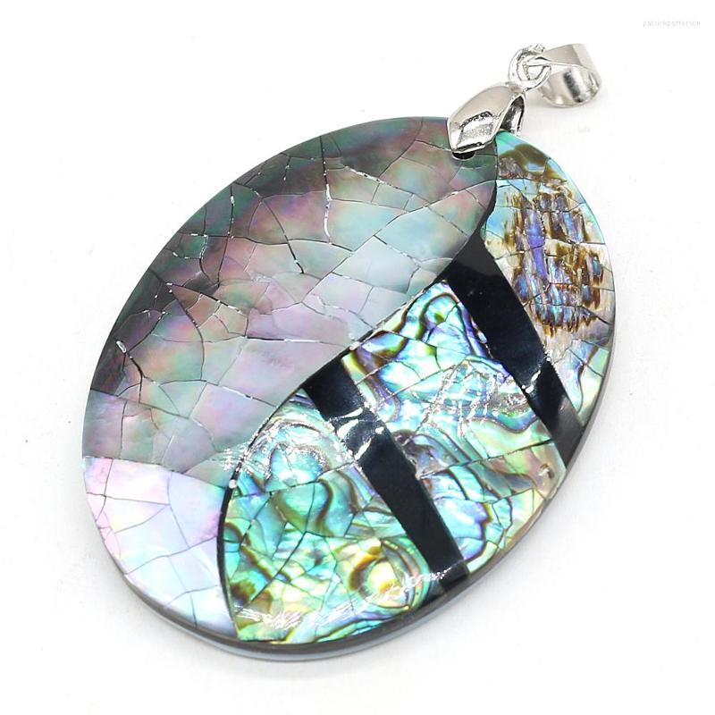 

Pendant Necklaces Natural Shell Pendants Necklace Accessories Oval Shape Abalone Black Combined Charm For Jewelry Making Bracelet Gift
