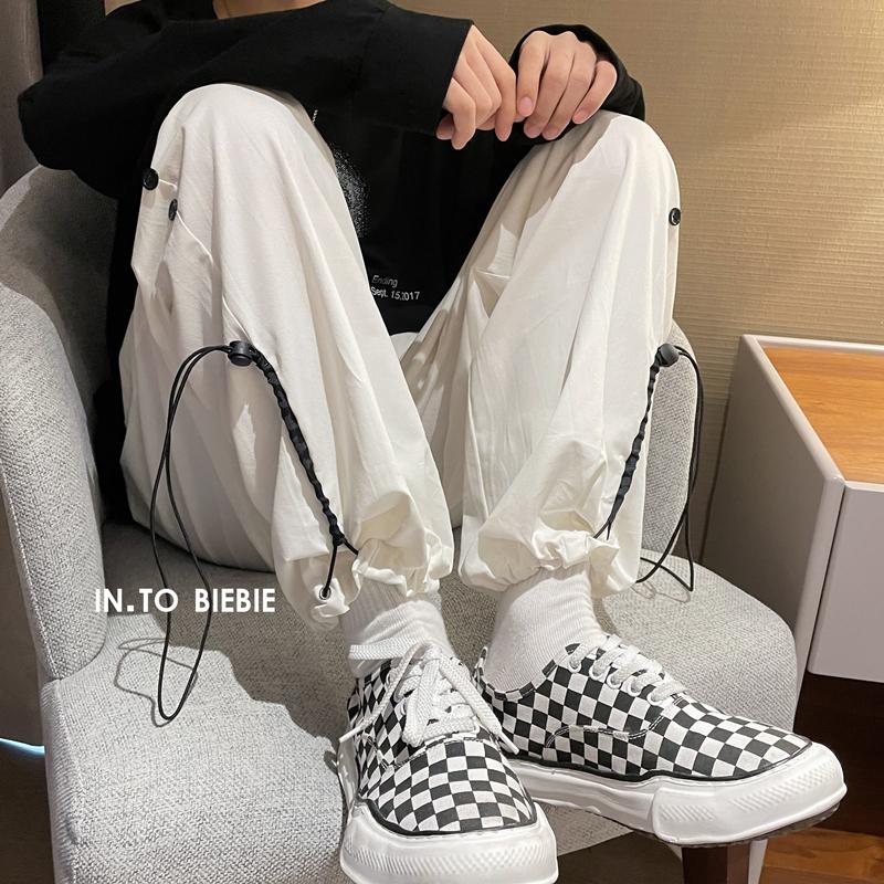 

Men's Pants Mens Drawstring Sweatpant For Korean Autumn Fashion Trends Clothing Teenage Wide Leg Casual Harem Joggers Baggy Streetwear, Black