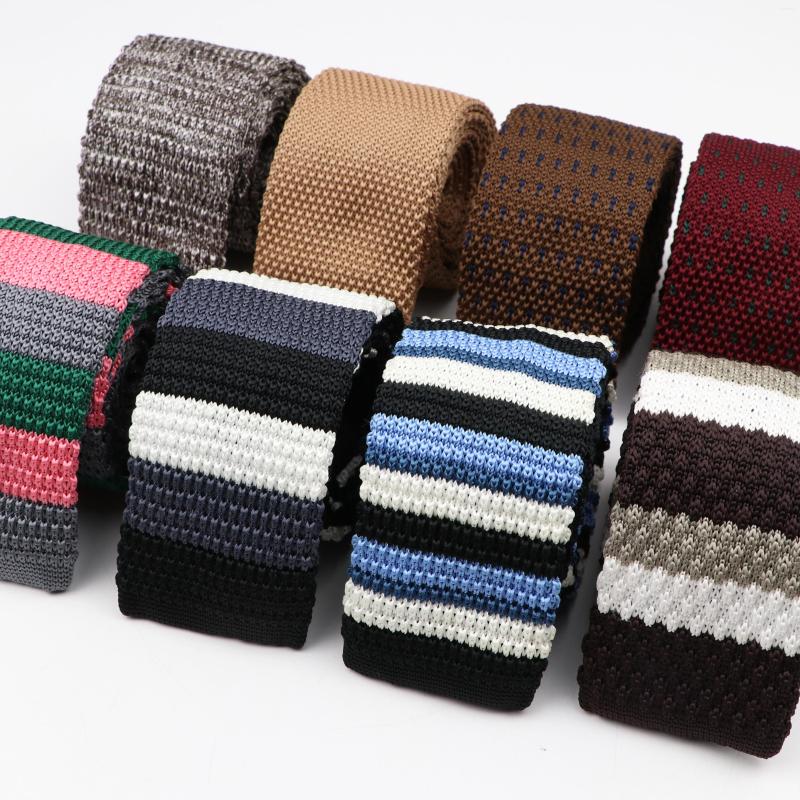 

Bow Ties Fashion Men's Colourful Knitted Necktie Narrow 6CM Classic Woven Cravate Trendy Striped Skinny For Dinner Party Daily Wear