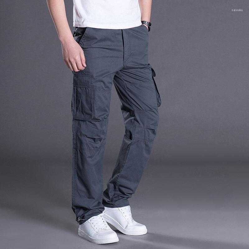 

Men's Pants Fashion 2023 Winter Thicken Fleece Liner Multi Pocket Overalls Trendy Men's Loose Straight Work Cargo Casual Trousers, Gray