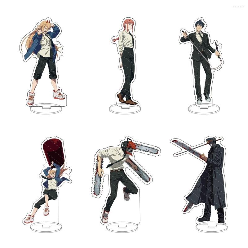 

Keychains 15CM Anime Chainsaw Man Figure Makima Power Himeno Beam Cosplay Acrylic Stand Model Plate Desk Decor Standing Sign Fans Gift