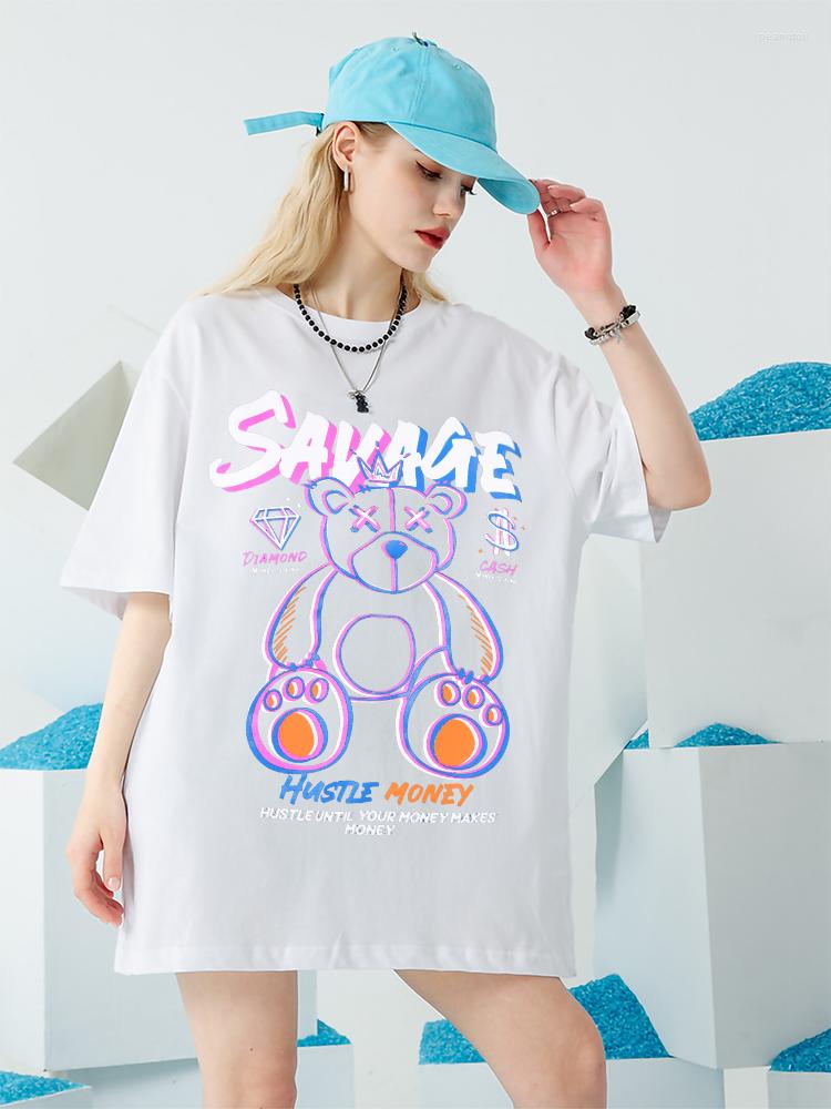 

Women' T Shirts Savage Hustle Money Is The Way To Make With T-Shirt Female High Quality Tops Breathable Cotton Short Sleeve, White