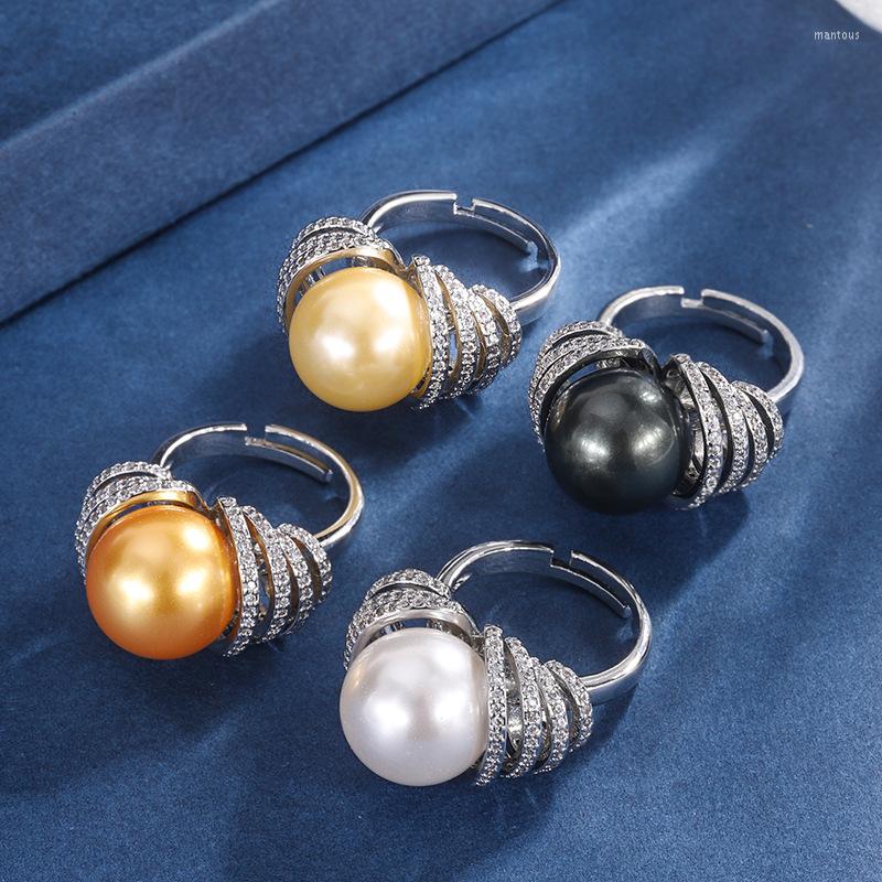 

Cluster Rings QVintage Freshwater Pearl Ring For Women Wedding Engagement 2023 Resizable Cocktail Party Open Gifts