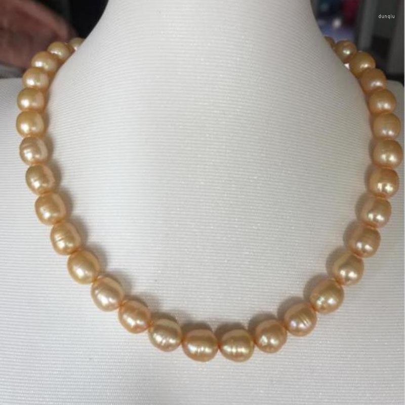 

Chains Elegant 10-11mm South Sea Baroque Gold Pearl Necklace 18inch 925silver