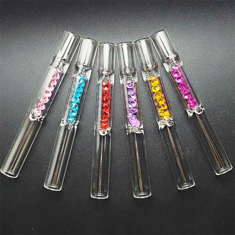 104MM glass smoke pipe, multi-colored diamond smoke pipe, light weight, easy to carry and clean-image-842693833