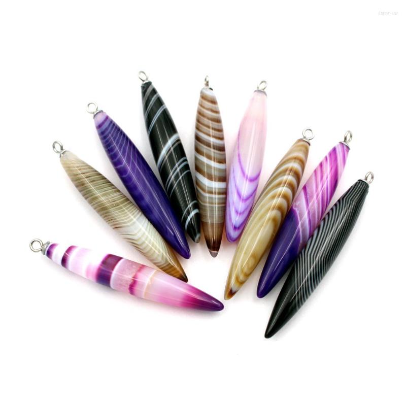 

Pendant Necklaces 1pc Natural Stone Veins Agate Long Teeth Shape Charms For Jewelry Making DIY Necklace Earrings Supplies