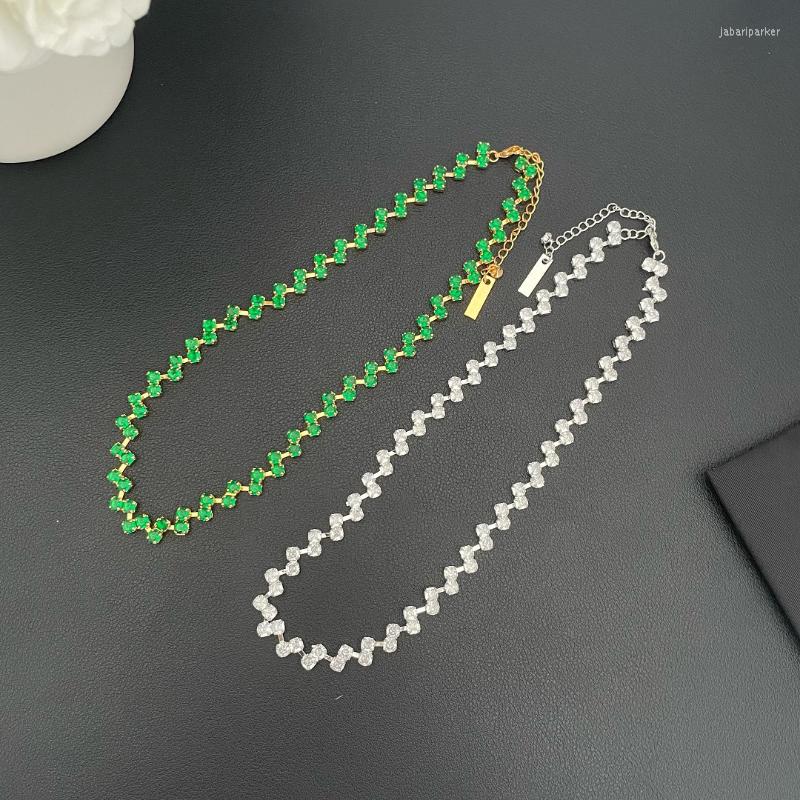 

Chains Timeless Wonder Fancy Zirconia Geo Choker Necklace For Women Designer Jewelry Korean Trendy Gift Aesthetic Sweet Rare Top 2446