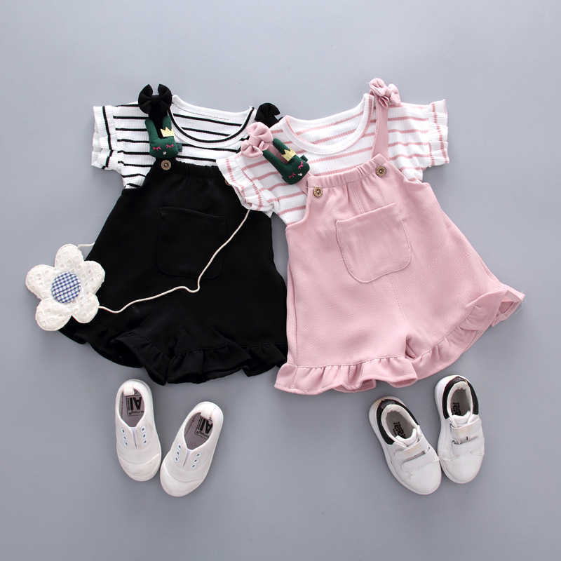 

Clothing New Children's Style The Shortsleeved Tshirt Princess Veralls Twopiece Sets Of yearold Girls Summer Suit, Pink