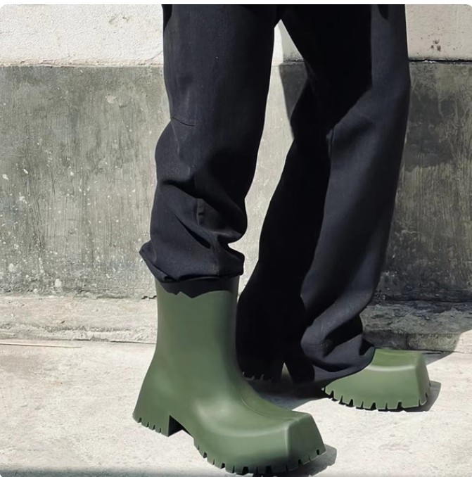 

Punk Style Thick Bottom Womens Rain Boots Winter Ankle Western Booties Shoes White Black