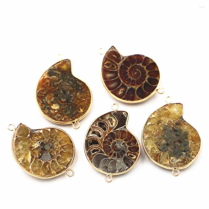 

Pendant Necklaces Natural Stone Large Ammonite Snail Seashell Connectors Pendants For Jewelry Accessories Making Wholesale 5pcs 55-45MM
