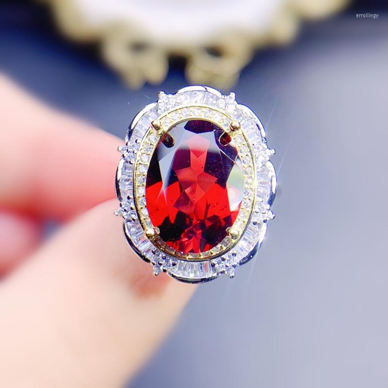 

Cluster Rings Garnet Ring Natural Real Luxury Big 10 14mm 7.5ct Gemstone 925 Sterling Silver Fine Jewelry J22695