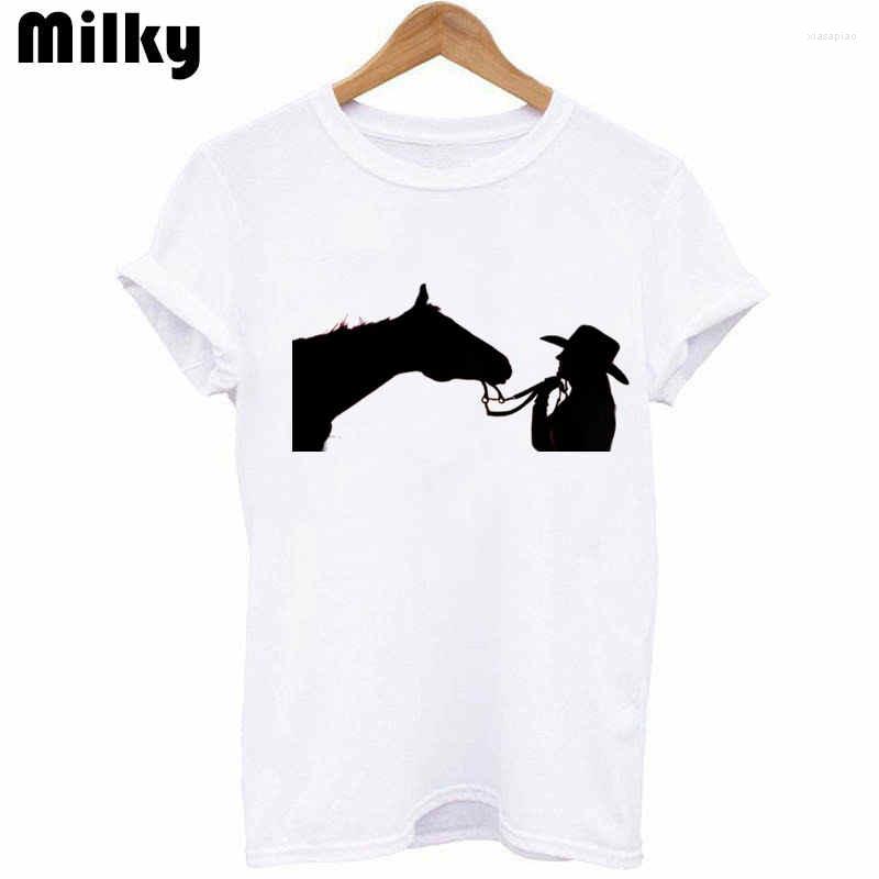 

Women's T Shirts Fashion Graphic Tshirt Cowgirl Black Horse T-shirt Women Gothic Harajuku For Womens Aesthetic Tee Shirt