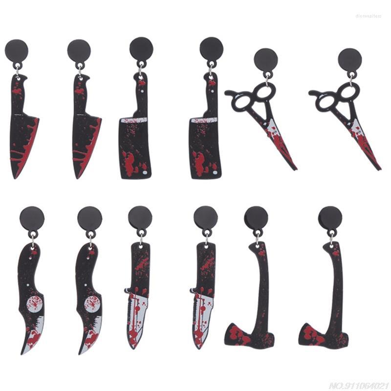 

Stud Earrings Bloodstained Horror Scissors Axe Sharp Knife Kitchen Personality Funny Bloody Simple Earring Ma31