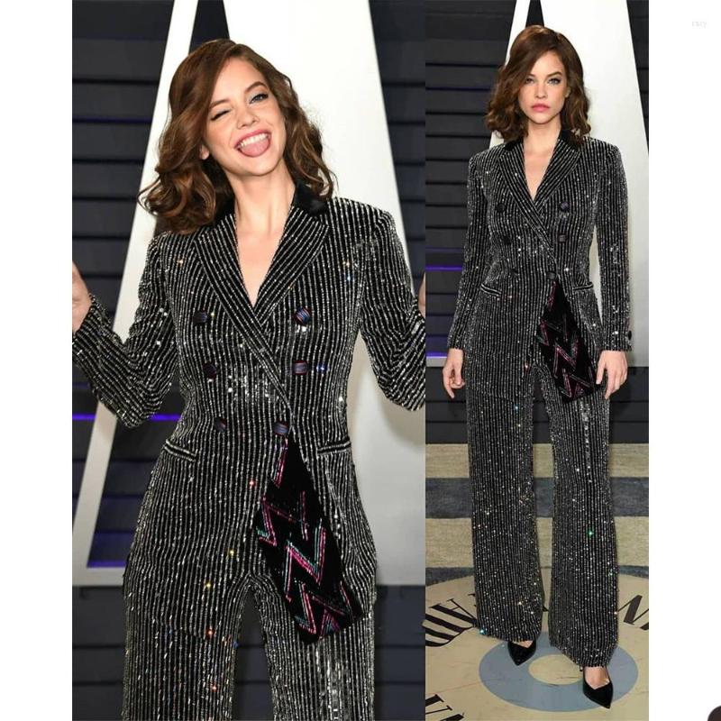 

Women's Two Piece Pants Colorful Sequins Women Red Carpet Fashion Tuxedos Loose Mother Of The Bride Suits Prom Evening Wedding Outfit 2, Green