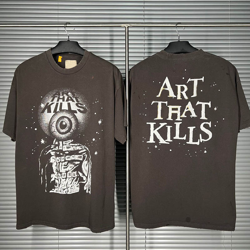 

Men' T-shirts Eyeball Tee Letter Printed Vintage Washed Loose Short Sleeve Fashion Casual Breathable High Street Tee, Washed black