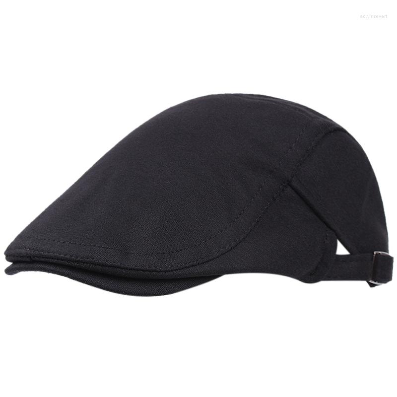 

Berets Big Size Beret Man Spring And Summer Korean Version Of The Cap Woman Simple Casual Forward Hat Men British Painter, Black