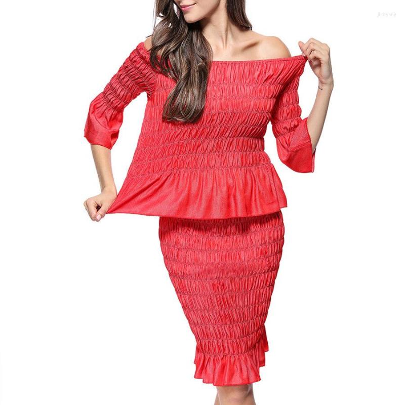 

Work Dresses Four Style Leopard Print Two Piece Set Women Off Shoulder Chiffon Blouse With Bodycon Trumpet Short Skirt, 001