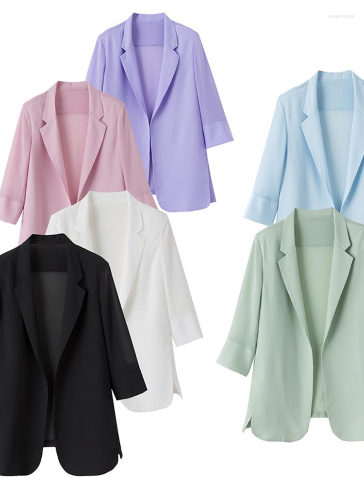 

Women' Suits Summer Jacket Womenr Elegant Casual Solid Color All-match Temperament Nine-sleeve Women Blazers Outerwear Cardigan Top, Stone black