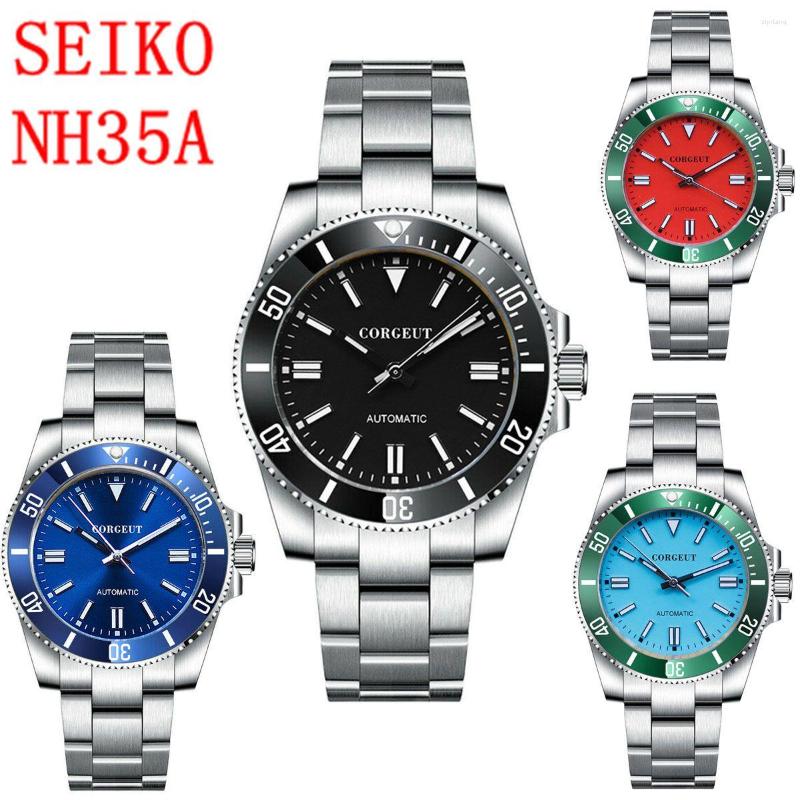 

Wristwatches NH35 Watch Mens Watches Automatic Mechanical Wristwatch Sapphire Glass Business Lume Ceramic Bezel 10Bar Waterproof Sport Clock