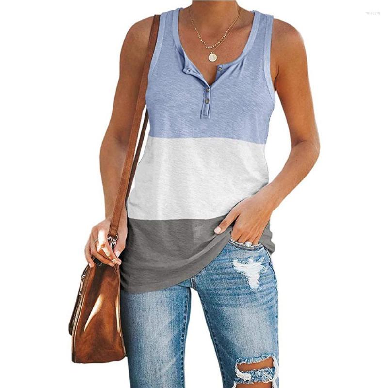 

Women' Tanks 2023 Summer Vintage Tank Tops Puls Size Women Casual Loose V-Neck Sleeveless Buttons Vest Patchwork Streetwear Oversized, Black