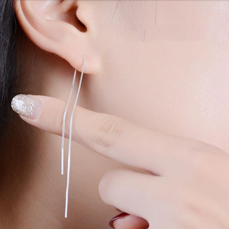 

Dangle Earrings Dainty Female 925 Silver Needle Line Drop Cute For Women Trendy Bridal Simple Wedding Earring