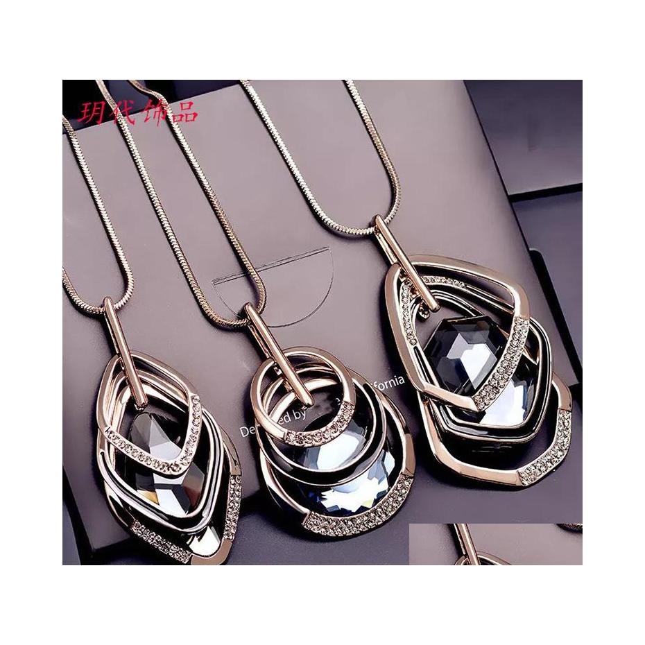 

Pendant Necklaces Geometry Crystal Triangle Rhinestone Necklace Long Snake Chain Sweater Jewelry Drop Delivery Pendants Dh5Tg