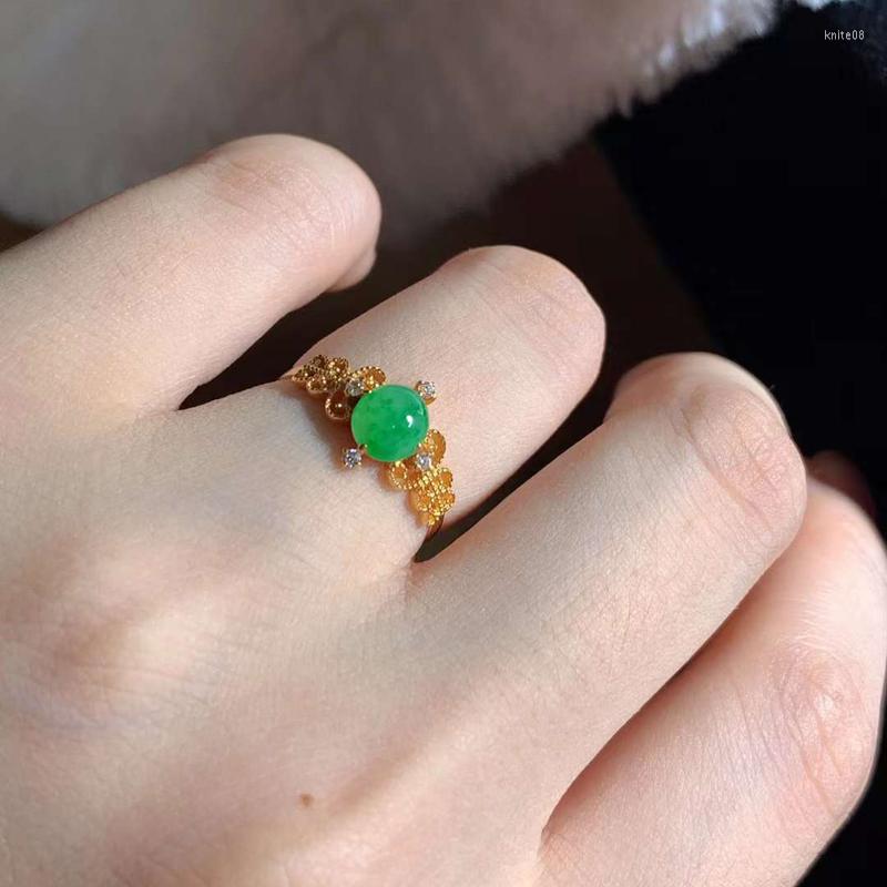 

Cluster Rings Women 18K Gold 750 Natural Green Emerald Stone Christmas Female Fine Jewelry Luxury Dating With Certificate
