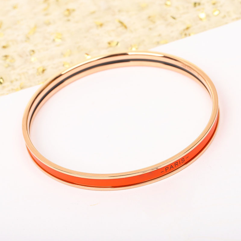 

Enamel clic bangle for women charm bracelets thin new version rose gold