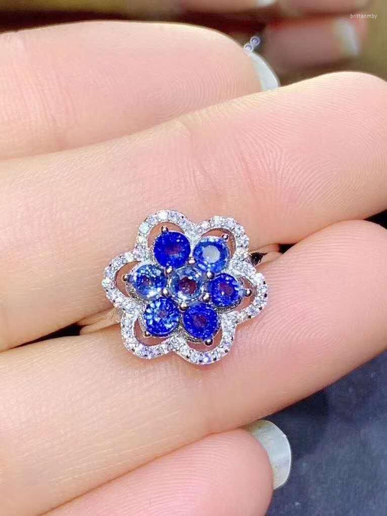 

Cluster Rings 925 Sterling Silver Natural And Rea1Sapphire Gemstone Wedding Engagement For Women Fine Jewelry Gift Wholesale