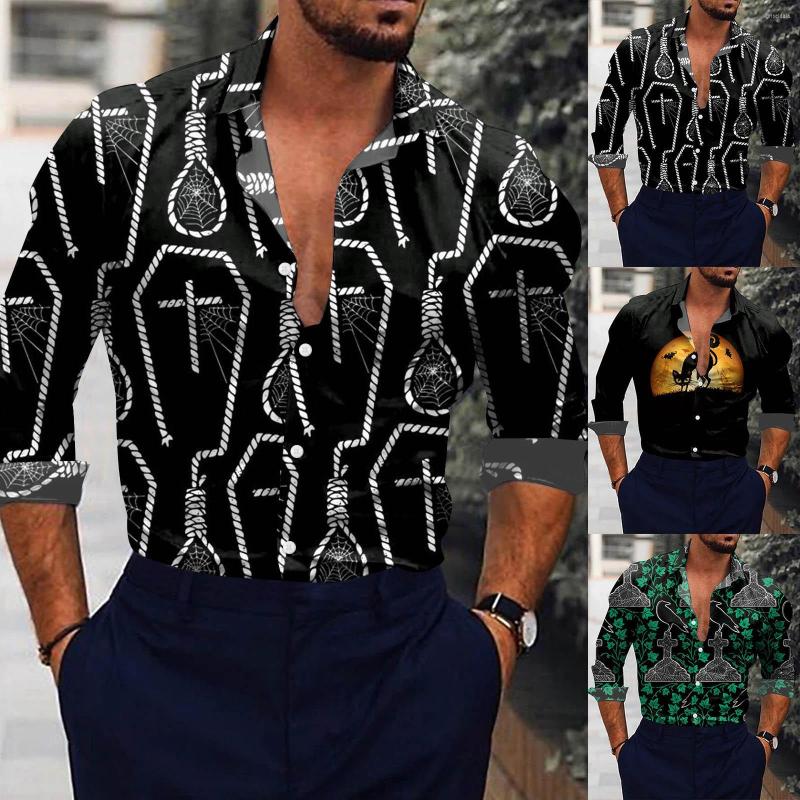 

Men's T Shirts Men Fashion Casual Fashionable Day 3D Digital Printing Lightweight Breathable Long Sleeve Lapel Formal Shirt, Black