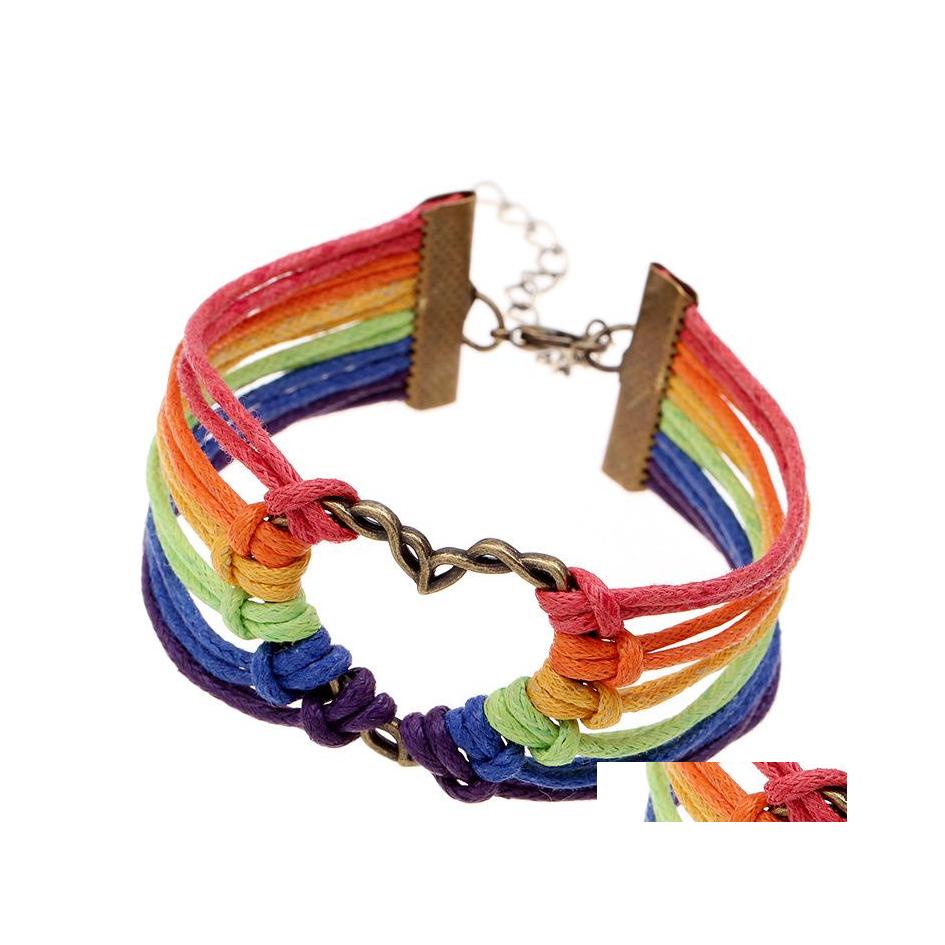 

Tennis Creative Fashion Jewelry Homosexual Mens Bracelet Heart Woven Rainbow Color Bracelets Drop Delivery Dhtl8