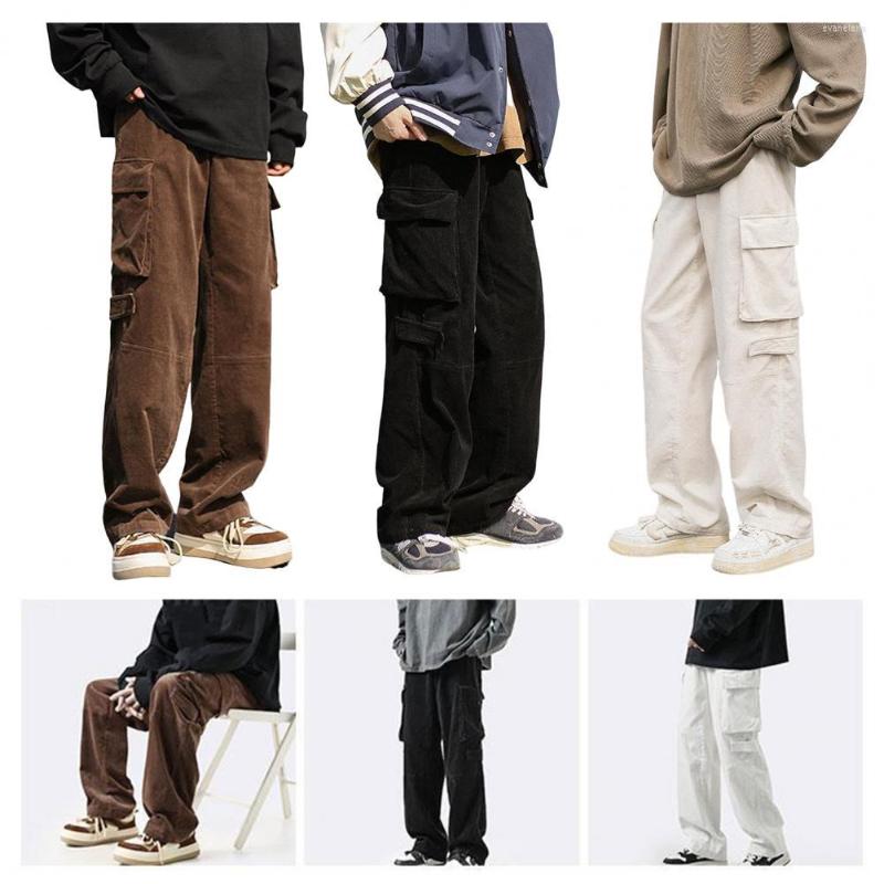 

Men's Pants Men Trousers Fine Stitching Vintage Dressing Mid Rise Wide Leg Joggers For Working, Black