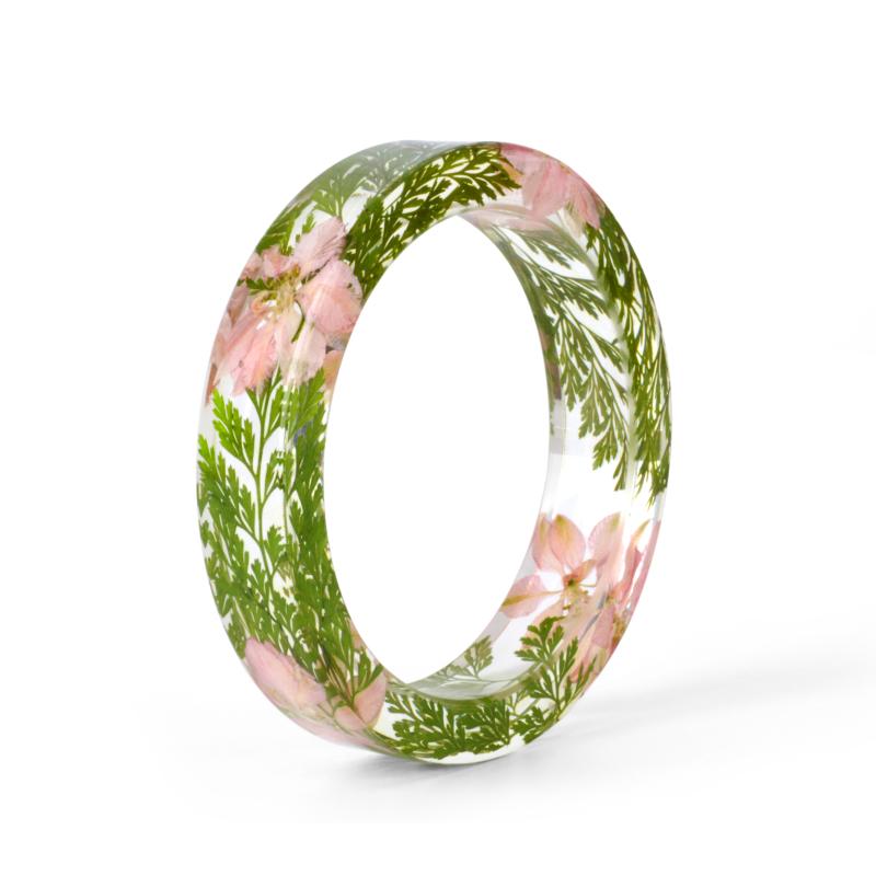

Bangle Mixed Dried Flower Transparent Resin Bracelet Cuff For Women Jewelry Drop