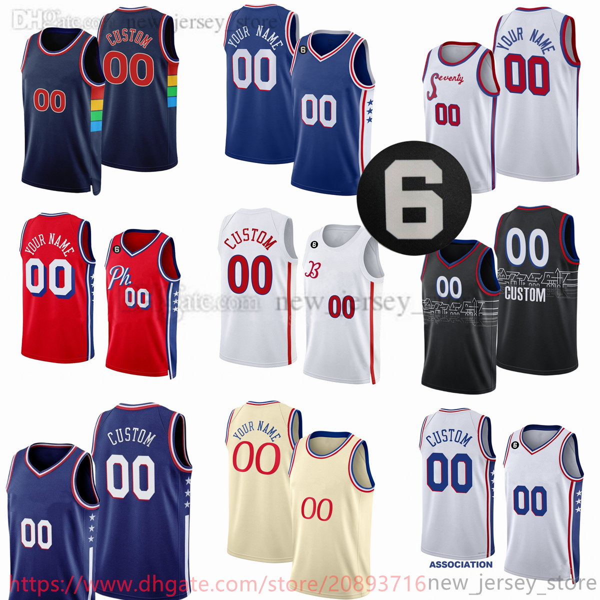 

Custom 2023 New Season Printed Basketball Jersey 0 Tyrese Maxey 1 James 21 Joel Harden Embiid 12 Tobias 8 De'Anthony Harris Melton 17 P.J. Tucker Furkan Korkmaz 6 patch, Printed+6 patch (with team logo)