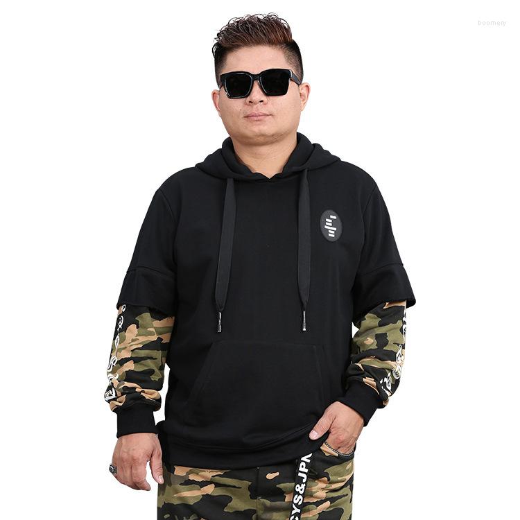 

Men's Hoodies Round Neck Printed Camouflage Hooded Men Style Coat Black Super Large Fashion Casual Mens Size 3XL-5XL 6XL 7XL 8XL