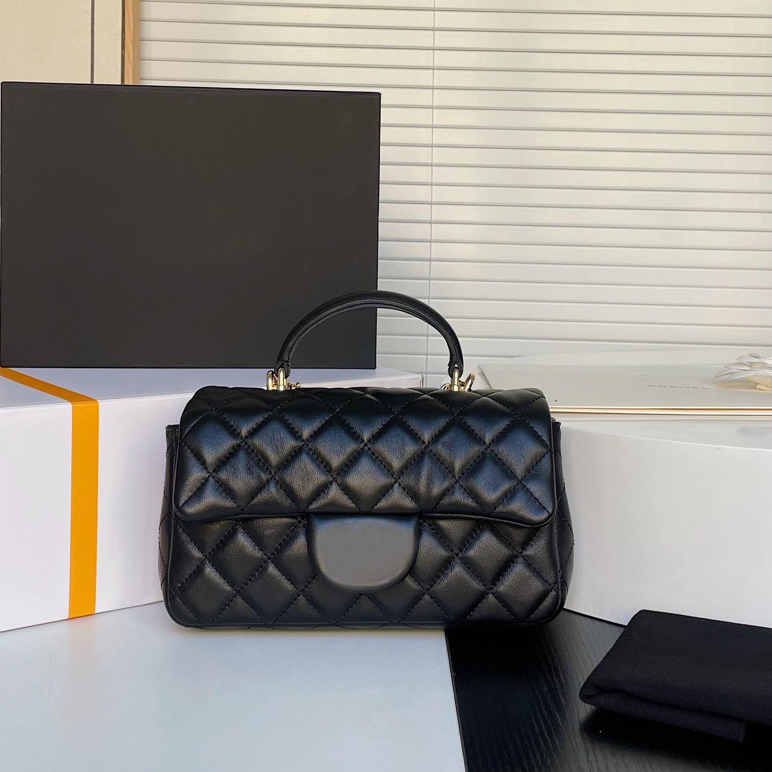

7A Bags Luxury Designer Totes Diamond Lattice Genuine Leather Sheepskin Women Flap Purse, Black