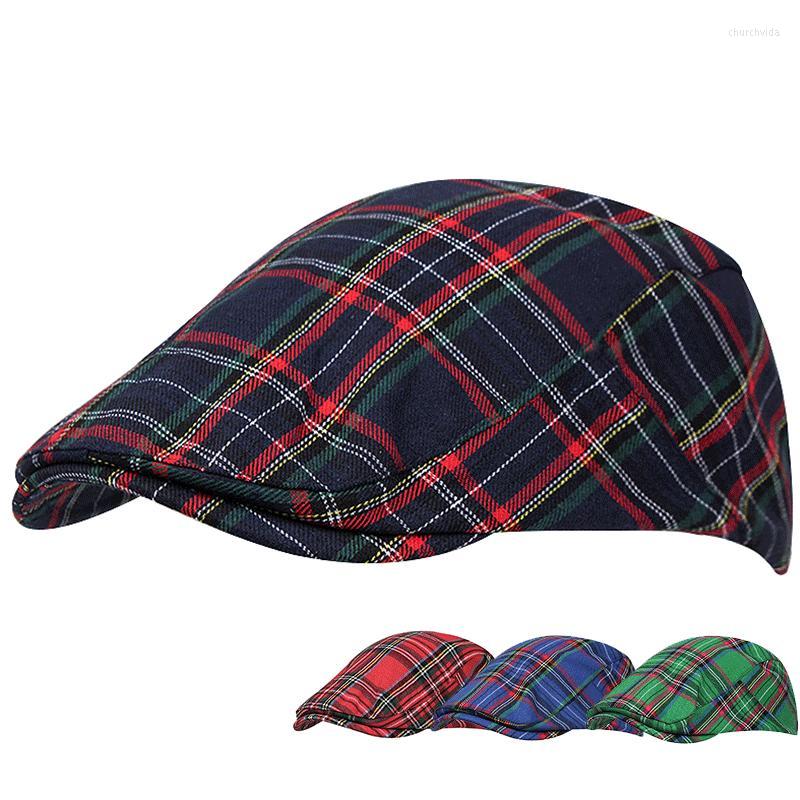 

Berets Plaid Cap Ladies Beret Literary Youth Men's Forward Ivy Sboy Peaked, Black
