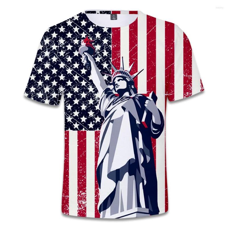 

Men's T Shirts Fashion Design USA Flag Statue Of Liberty Printed Summer 3d Casual Men Women T-shirt Short Sleeve T-shirts Tee Shirt, White