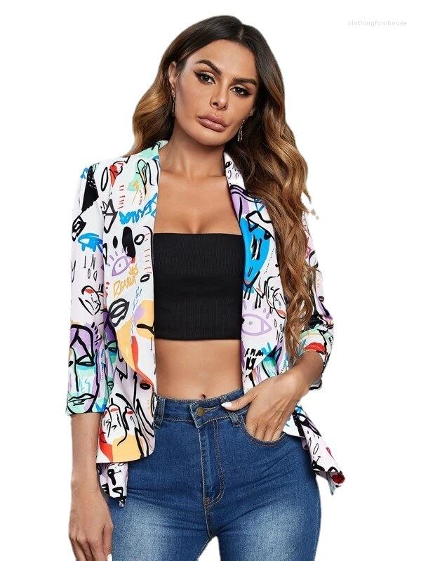 

Women's Suits Blazer Women Fashion Printed Casual Small Suit Women's Clothing, Purple