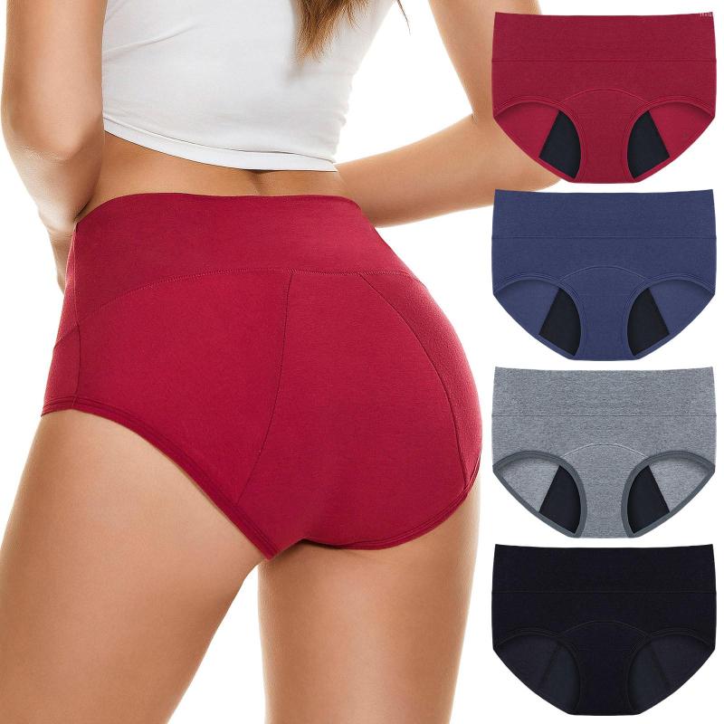 

Women's Panties 4 Pieces High Waist Leakproof Briefs Underwear For Women Plus Size Leak Proof Menstrual BuLifter Underpants, Dark gray