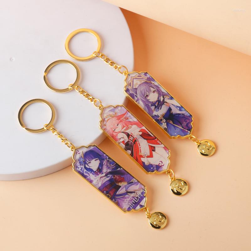 

Keychains Game Keychain Genshin Impact Exquisite Anime Figure Hutao Klee Xiao Enamel Pendant Keyring Jewelry Cosplay Props For Fans Gift