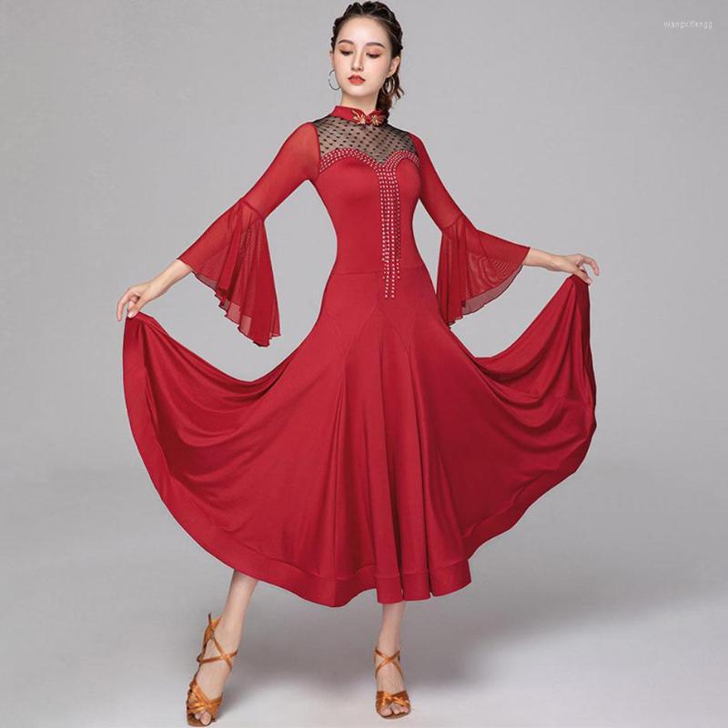 

Stage Wear Female Ballroom Dance Dress Women Sexy Oriental Modern Waltz Dancing Skirt AS7143 Tango Training Dancewear, Black