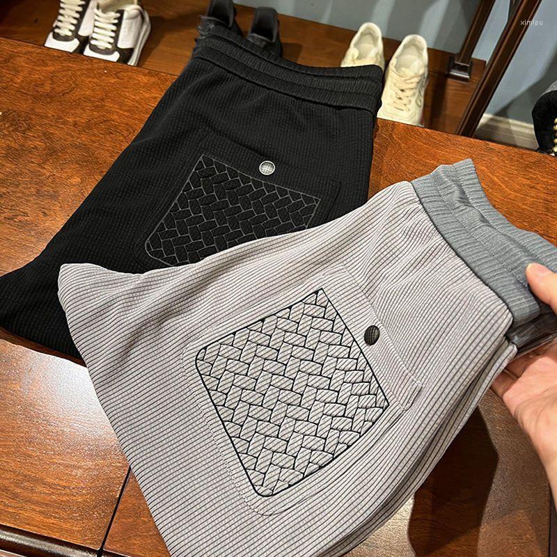 

Men's Pants Light Luxury High-end Gray Stripe Men's Casual Fall Trend Loose Versatile Sports Men, Black
