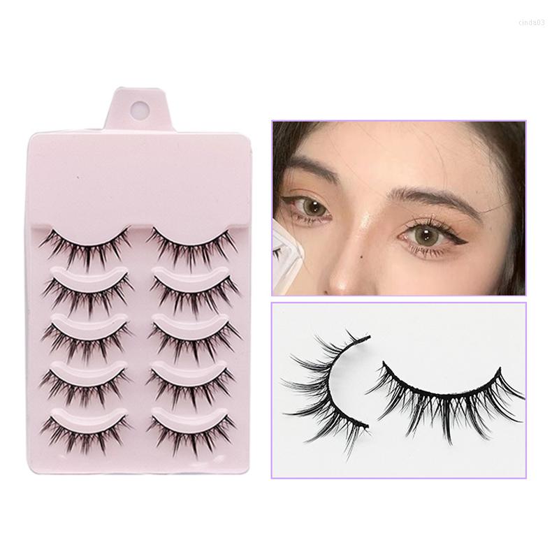 

False Eyelashes 5pairs Manga Lashes Soft Natural Thick Daily Dating Makeup Wispy