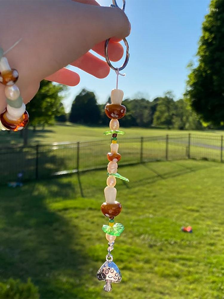 

Keychains Cottagecore Beaded Keychain/Aesthetics/Fairy/Mushroom/Pearl/Keychain