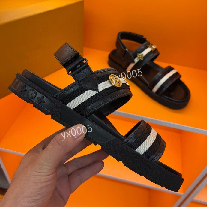 

Designers Mules men Sandals Sunset Flat Comfort Front Strap Slippers Fashionable Easy-to-wear Style Slides, 05