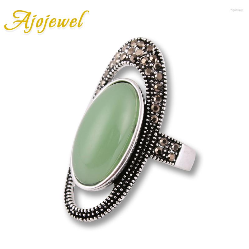 

Cluster Rings Ajojewel Vintage Jewelry Opal Green Cocktail Ring Black Rhinestone For Women Mix Wholesale